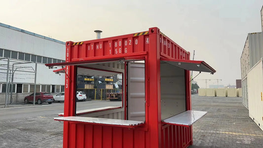 Contenedor High Cube 10 pies transformado en café - vista exterior | Sit Partners