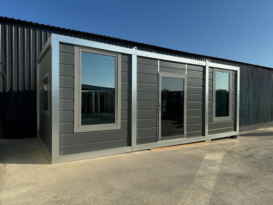 Contenedor oficina 240x600 gris - vista exterior | Sit Partners