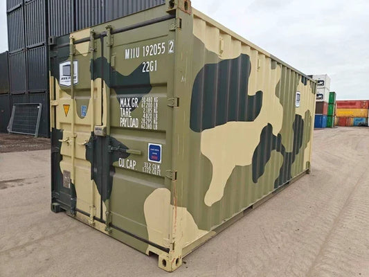 Contenedor 20 pies seminuevo verde militar - vista exterior | Sit Partners
