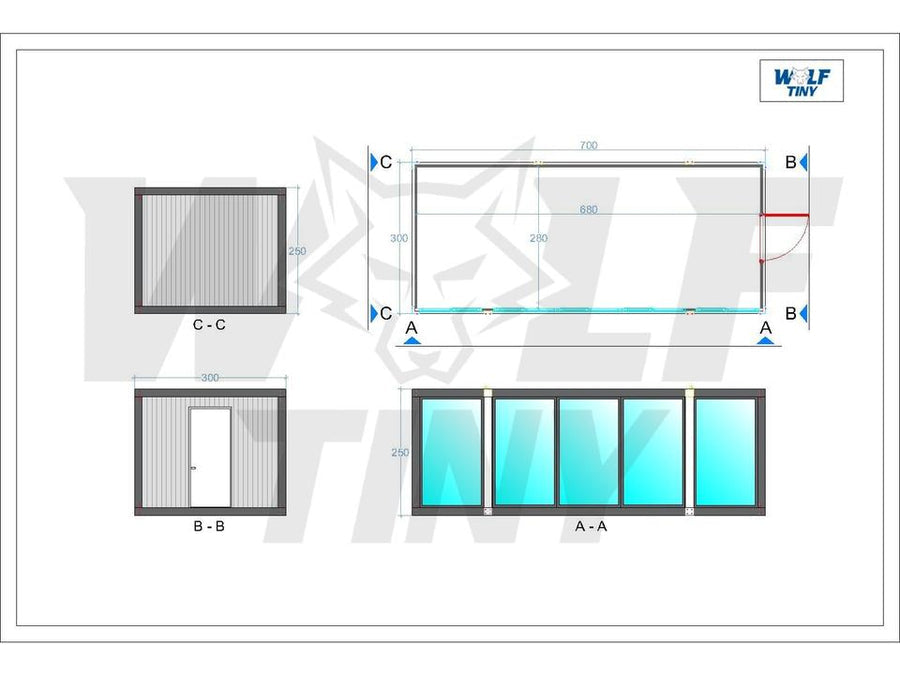 CONTENEDOR DE OFICINA MODELO CASA DE CRISTAL