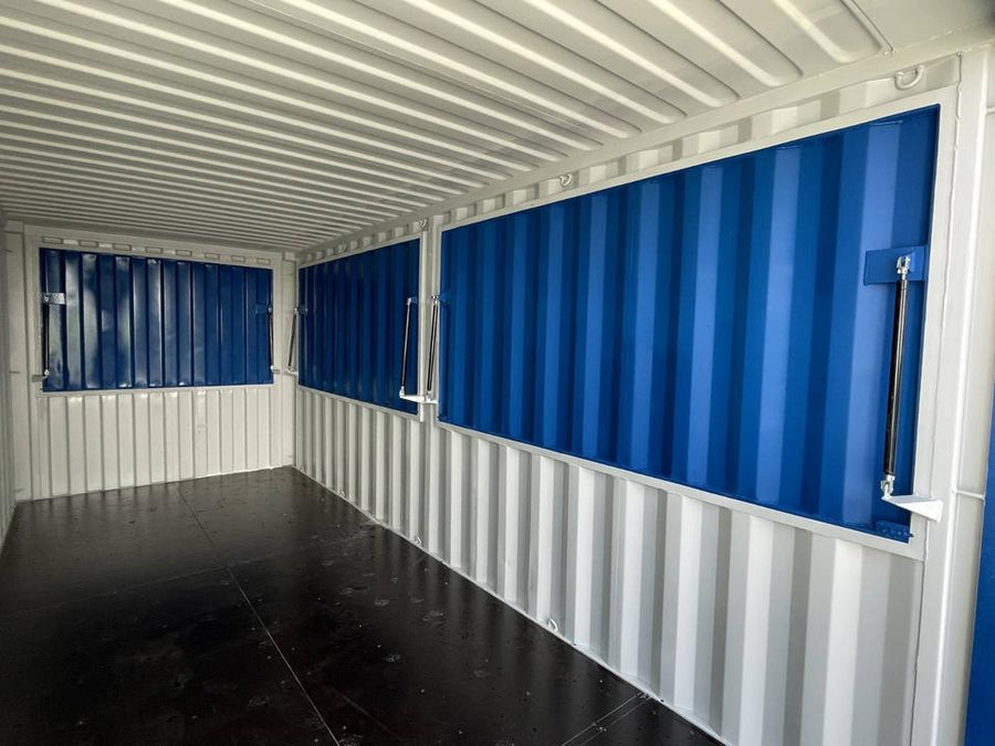 Contenedor de bar azul 20 pies - detalle | Sit Partners