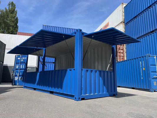 Contenedor de bar azul 20 pies - vista exterior | Sit Partners