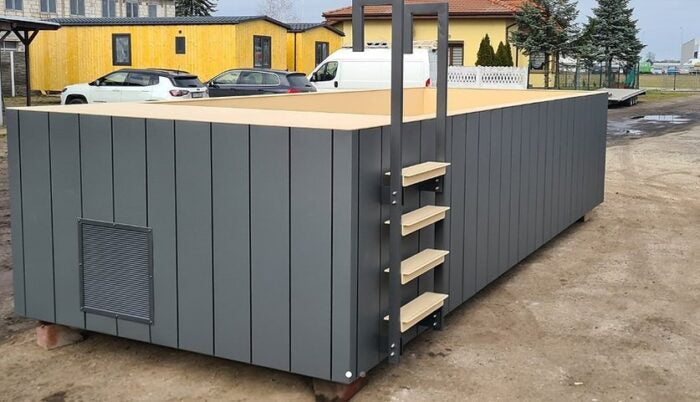 Contenedor piscina polipropileno 6,5x2,6m - vista exterior | Sit Partners