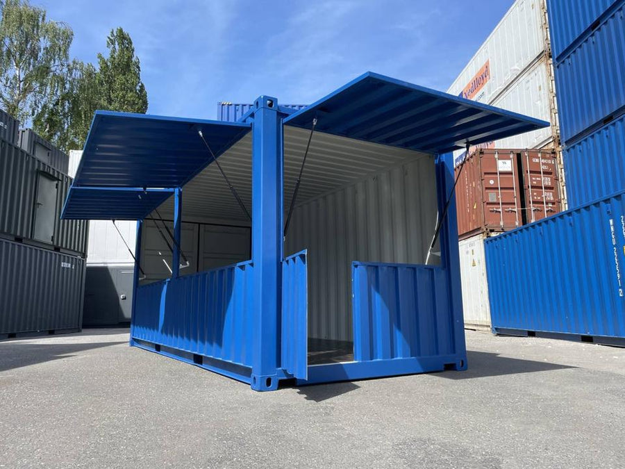 CONTENEDOR DE BAR AZUL DE 20 PIES